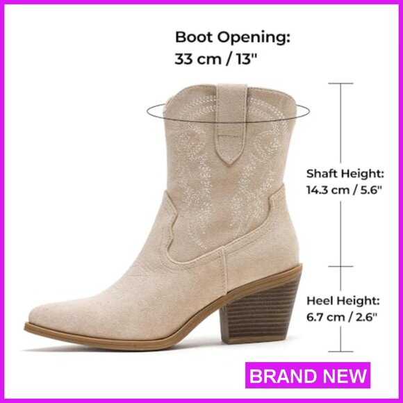 Western Ankle Booties Pointed Toe Embroidery Chic Retro Party Casual Wear - Picture 4 of 7